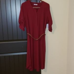 Bordeaux Belted Dress